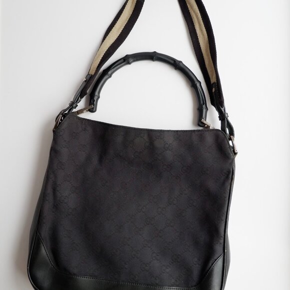 Authentic Preowned Gucci Black GG Canvas Two Strap Shoulder Bag - Picture 9 of 16
